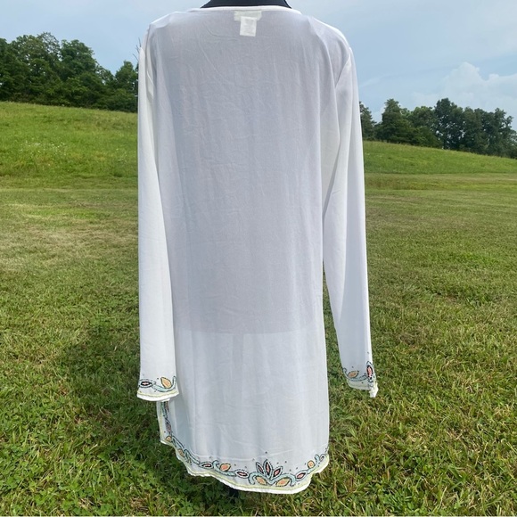 Nouveau Beach Sheer Embellished Beaded Cover Up Top L - Picture 6 of 6